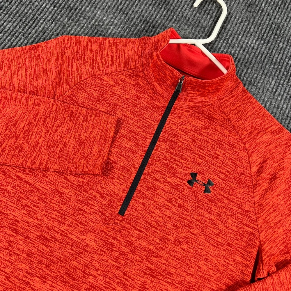 Under Armour Pullover Shirt Mens Small Red Long Sleeve Heat Gear Loose Fit 1/4